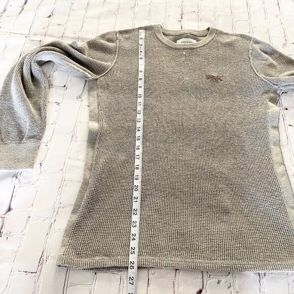 Men’s Gray Long Sleeve Thermal Shirt – Casual Slim Fit Waffle Knit Crewneck L - Picture 9 of 12